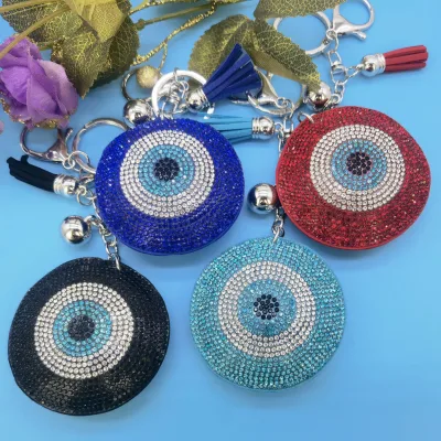 Hot Selling Charm Keychain Rhinestone Evil Eye Crystal Key Holder Bag Charm Keychain