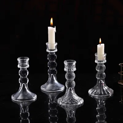 Wholesale Taper Glass Candlestick Holder Elegant Roman Pillars for Home Decoration for Christmas