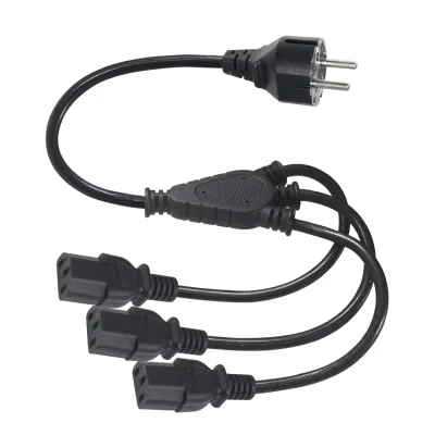 European Standard 3-Prong Plug 0.75MM2 2FT 250V 3-in-1 CEE 7/7 C13 VDE IEC Power Cord Splitter for PC 2FT 250V 3-in-1 CEE IEC