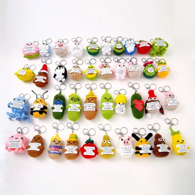 Handmade Crochet Positive Emotional Support Potted Vegetable Mascot and Decorative Keychain Bag Charm