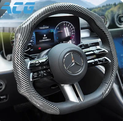 Laser-etched Carbon Fiber Pattern Steering Wheel Cover