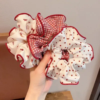 Cute Hair Accessories Elastic Hair Tie Women Red Scrunchies