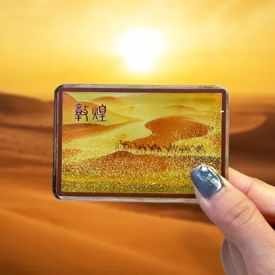 Custom Creative Cute Quicksand Magnets for Fridge Acrylic Magnetic Refrigerator Sticker Decoration Made Crystal Souvenir
