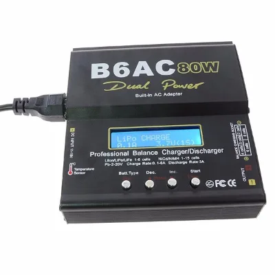 Black B6AC 80W Balance Li-po Ni-Mh RC Toys Battery Charger
