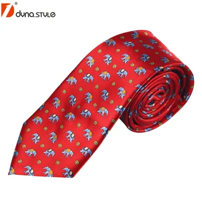 Animal Printed Wedding Ceremony Gentlemen Red Necktie Corbata