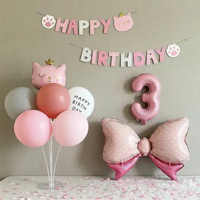 Customized Factory-made cat Crown Physical Stock Paper Background Decoration Banner for Girl's Birthday Party Decoration
