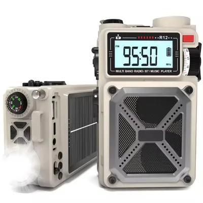 Rechargeable Hand Crank Retro Radio Led Weather Alert AM/FM/SW/WB Pocket Radio Receiver Solar Power Bank Waterproof 4000mAh