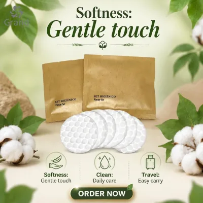 Portable Cotton  Pads in Kraft Sachet 3pk Set for Hotels and Home Use Premium Quality Makeup Wipes Vanity Kit