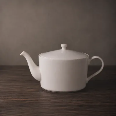 Ceramic Porcelain White Eco-Friendly Modern 1100ml New Bone China Tea Pot with Lid Solid Color Glazed for Wholesale
