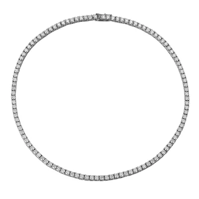 Fine Design Row GRA 3MM Moissanite Necklaces Luxury 925 Sterling Silver Moissanite Tennis Chain Necklaces Women Jewelry