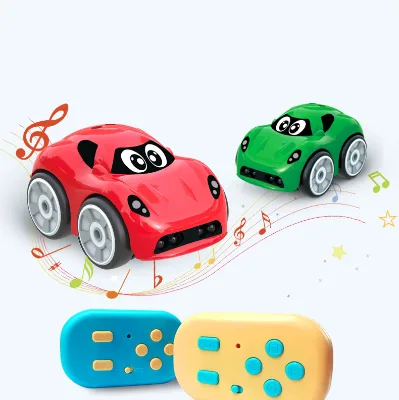 Mini RC Car with Music & Light Obstacle Avoidance Remote Controller USB Cable-Metal Construction for Toddlers