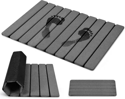 Foldable Fast Drying Non-slip Absorbent Rollable Stone Diatomite Earth Bath Mat for Bathroom Floor Stone Bath Mat