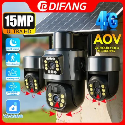 8MP 3Lens AOV Solar PTZ Camera 4G SIM Card Low Power CCTV Camera Full Color Night Vision Outdoor Solar Battery Security Camera
