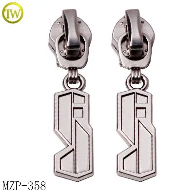 Luxury Matte Silver Bags Hardware Blank Logo Zipper Puller Shoes Metal Replacement Slider Pulls Type for Purse