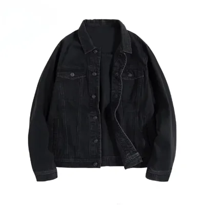 Free Sample Customize Factory Price Custom Logo High Quality Mend Black Denim Jackets Boys Denim Jacket OEM