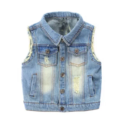 New Fashion Children Clothes Custom Korean Style Denim Vest Child Clothes