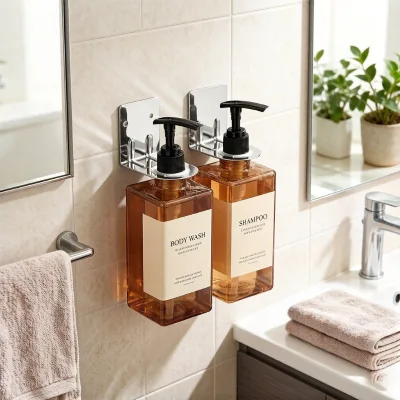 Modern Minimalist Stainless Steel Wall-Mounted Moisture-Proof Storage Rack Punch-Free Bathroom Shelf for Hand Soap Shampoo Body
