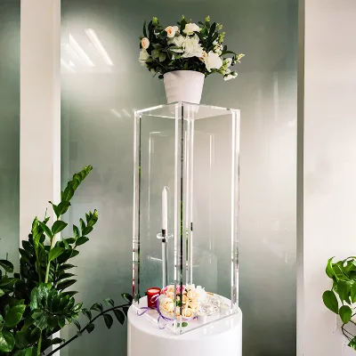Customizable Clear Acrylic Plinth Road Lead Pillar Column Square Table Flower Stand