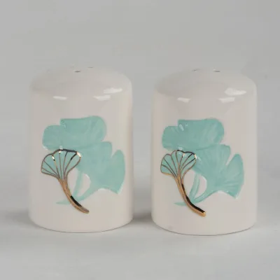 Ginkgo Leaf Chic Shaped Ceramic Herb & Spice Tools Salt and Pepper Shaker Set and Animal Shape Bottle Jar Dispenser Personalized