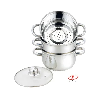 Sustainable Non Stick Coating Factory Quality Huge Capacity Stainless Steel Metal Kitchen Couscous Pot Steamer Kitchen Set