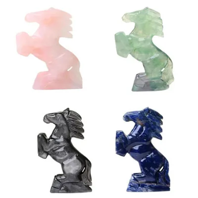 Hot Sale Natural Gemstone Carved Horse Statue Crystal Figurine for Home Decoration