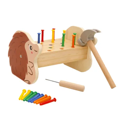 HY Toys Montessori Early Education Children 2-4 Years Old Educational Plastic Disassembly Screw Five-color Hedgehog Knocking Toy