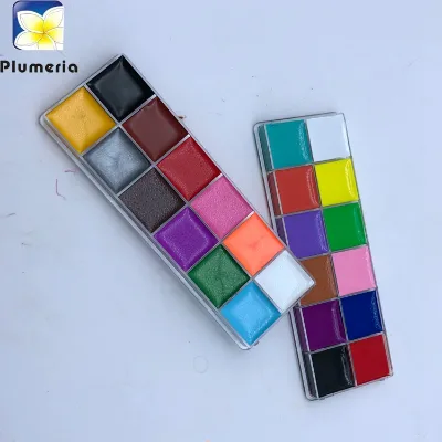 Professional 12-Color Flash Tattoo Face Palette Large Capacity Body Paint Oil Painting Water Face Paint for Children's Makeup