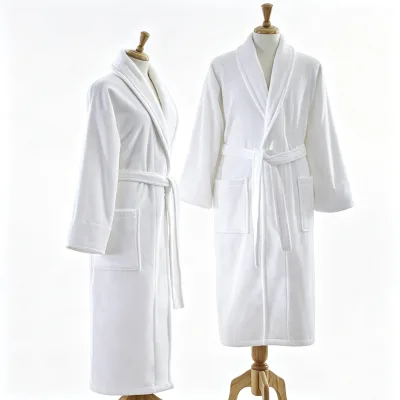 Wholesale Hospitality Textile Cotton Bathrobe, Custom Logo Terry Cloth Bath Robe for 5 Star Hotel