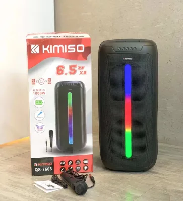New QS-7608 High-Power 2-Piece Plastic Dual 6.5inch Wireless for Speaker with Subwoofer Colorful Lights Microphone