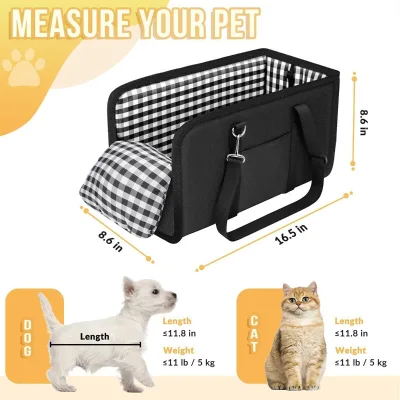 Center-Console Oxford Cloth Foldable Breathable Anti-Dirt Portable Car Pet Bed for Small Dogs All-Season Travel Pet Carrier