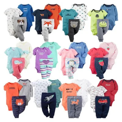 Wholesale Various Styles Unisex Organic Babi Cotton Romper Boy 3 Piece Set Knitting Girl Baby Rompers for Kids