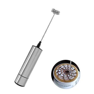 Coffee Mixing Tools Stainless Steel Double Spring Whisk Head Portable Battery Operated Milk Frother