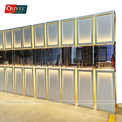 Wall Jewellery Shop Furniture Design Floating Display Case Jewelry White Window Display Glass Jewelry Display Stand