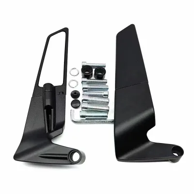 New Snor Aluminum Black Motorcycle Rearview Wing Mirror Rotatable High Brightness Turn Signal