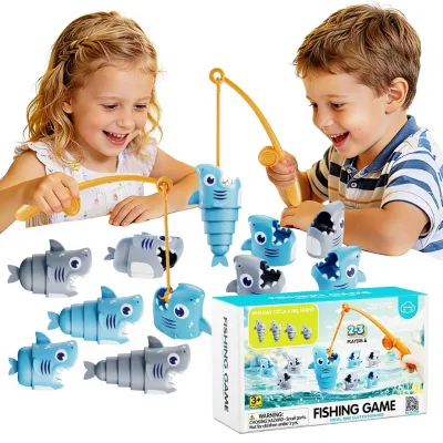 ENJOYSTAR Shark Fishing Game Preschool Math & Fine Motor Skills Learning Toy Plastic Board Game for 2-13 Years Old Unisex