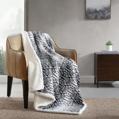 Eddie Bauer Throw Blanket Soft Fleece Bedding with Sherpa Reverse Plush Home Decor
