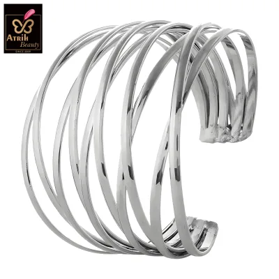 Tone Multi Strand Cuff Bracelet with Intricate Charms