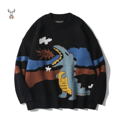 Cartoon Anime Jacquard Knitted Jumpers Sweaters Streetwear Hip Hop Harajuku Casual Pullover Knitwear