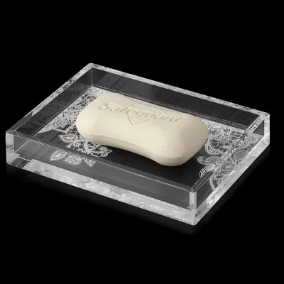 Customized Thickened Transparent Patterned Acrylic Soap Box, Bathroom Sink Soap Storage Tray, Hotel Wash Soap Tray Wholesale