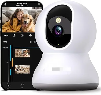 Security Camera 2K, blurams Baby Monitor Dog Camera 360-degree for Home Security w/Smart Motion Tracking, Phone App, IR Night