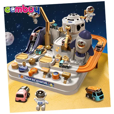 Electric Lighting & Sound-Enhanced Plastic Parking Lot Game Friction Rail Sliding Car Adventure Track Toy