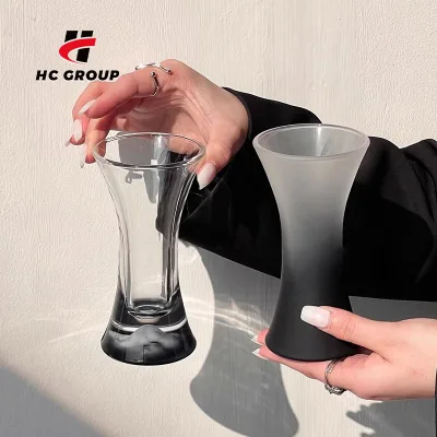 Manufacturer Price Flared Shaped Juice Glass Unique Mount Base Wine Cup Thick Whiskey Shot Glasses