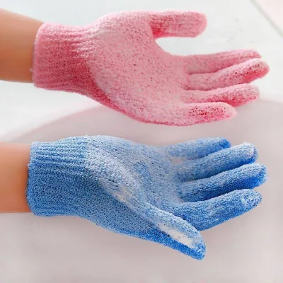 Custom Nylon Five Fingers Massage Dead Skin Remover Gloves Body Scrubber Shower Exfoliating Bath Gloves