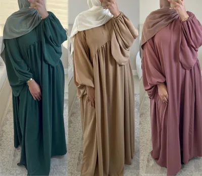 2024 Muslim Middle East Turkey Big Swing Solid Color Loose and Comfortable Robe