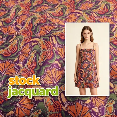 Custom Chinese Brocade FabricButterfly Woven 100% Polyester Weft Bead Embroidery Abrasion-Resistant Fabric Style Medium Weight