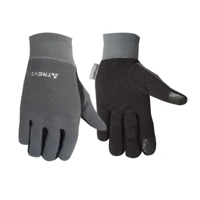 Warm Knit Wrist Grey Fleece Touchscreen Winter Gloves for Workout Men and Women