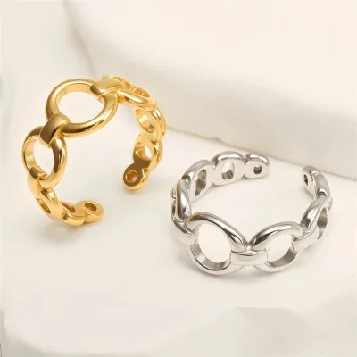 Cross-border exclusive vintage open ring, irregular geometric stainless steel source factory wholesale