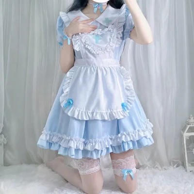 Cosplay Maid Costume Anime Cream Sweetheart Pink Lolita Dress Cute Girl Maids Wear Uniform Short-sleeve Nurse Costumes Dresses