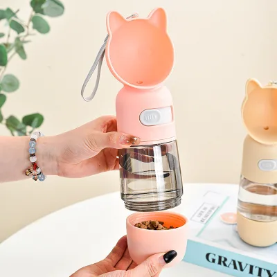 New Pet 2-in-1 Outdoor Portable Water Cup Feeding Food Water Bottle for Cats and Dogs Pet Products