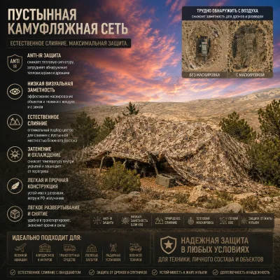 Polyester Wind Sand Resistant Desert Camouflage Net Anti-Infrared Thermal Mesh Reinforced Edge for Easy Outdoor Installation